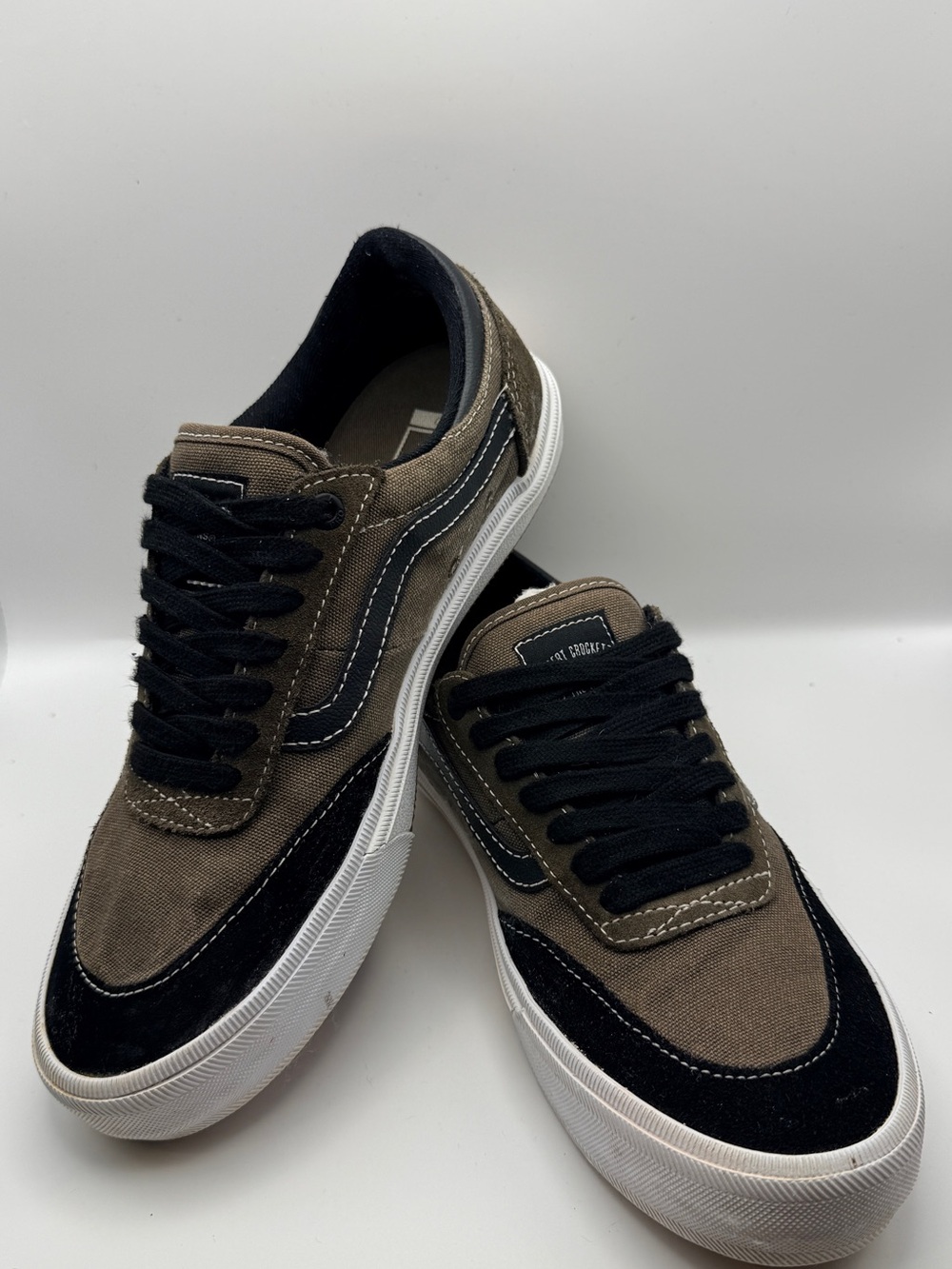 Vans Pro Skateboarding Shoes M 7 / W 8.5 Brown Black Canvas Suede Sneakers